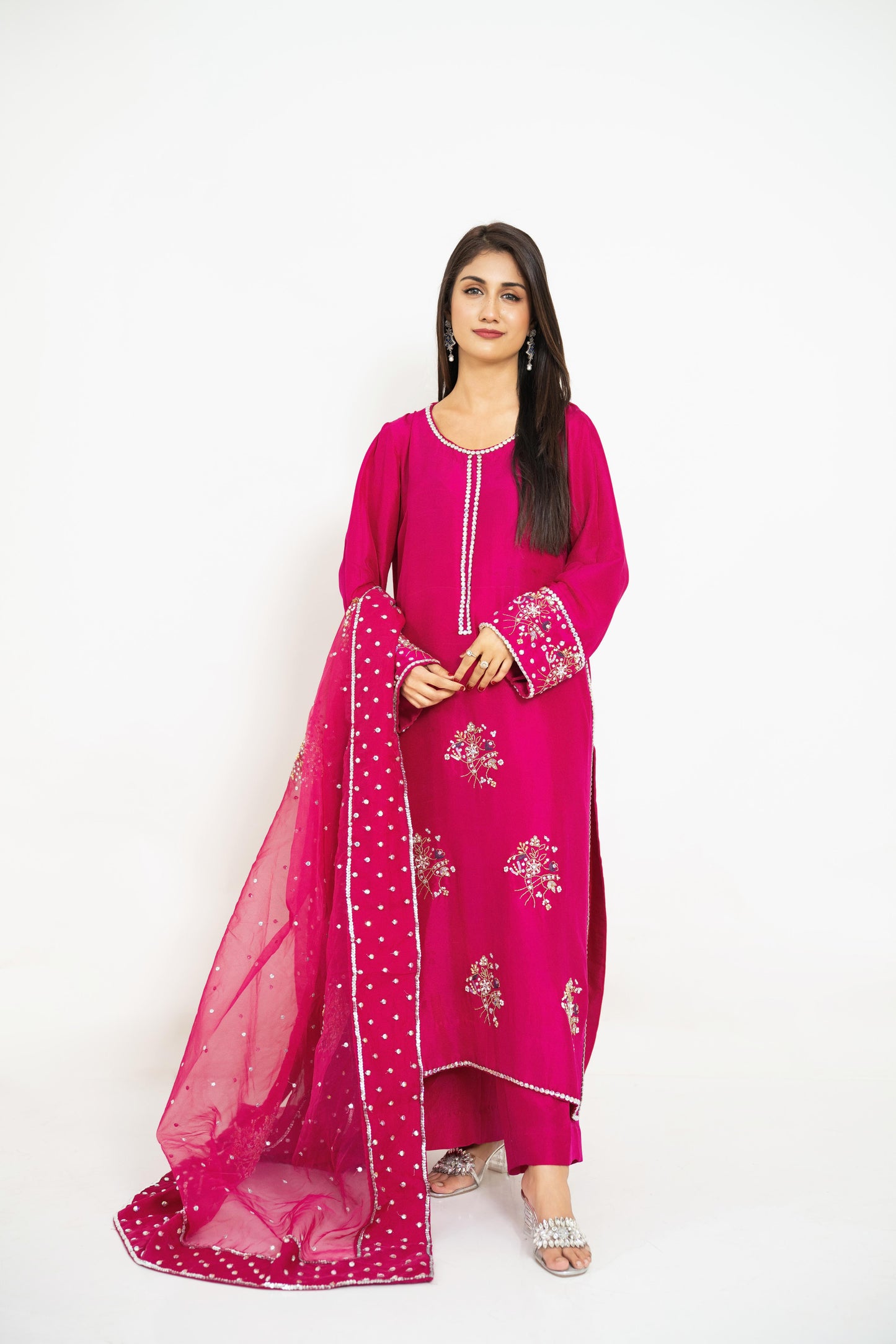 Fuchsia Pink Embroidered