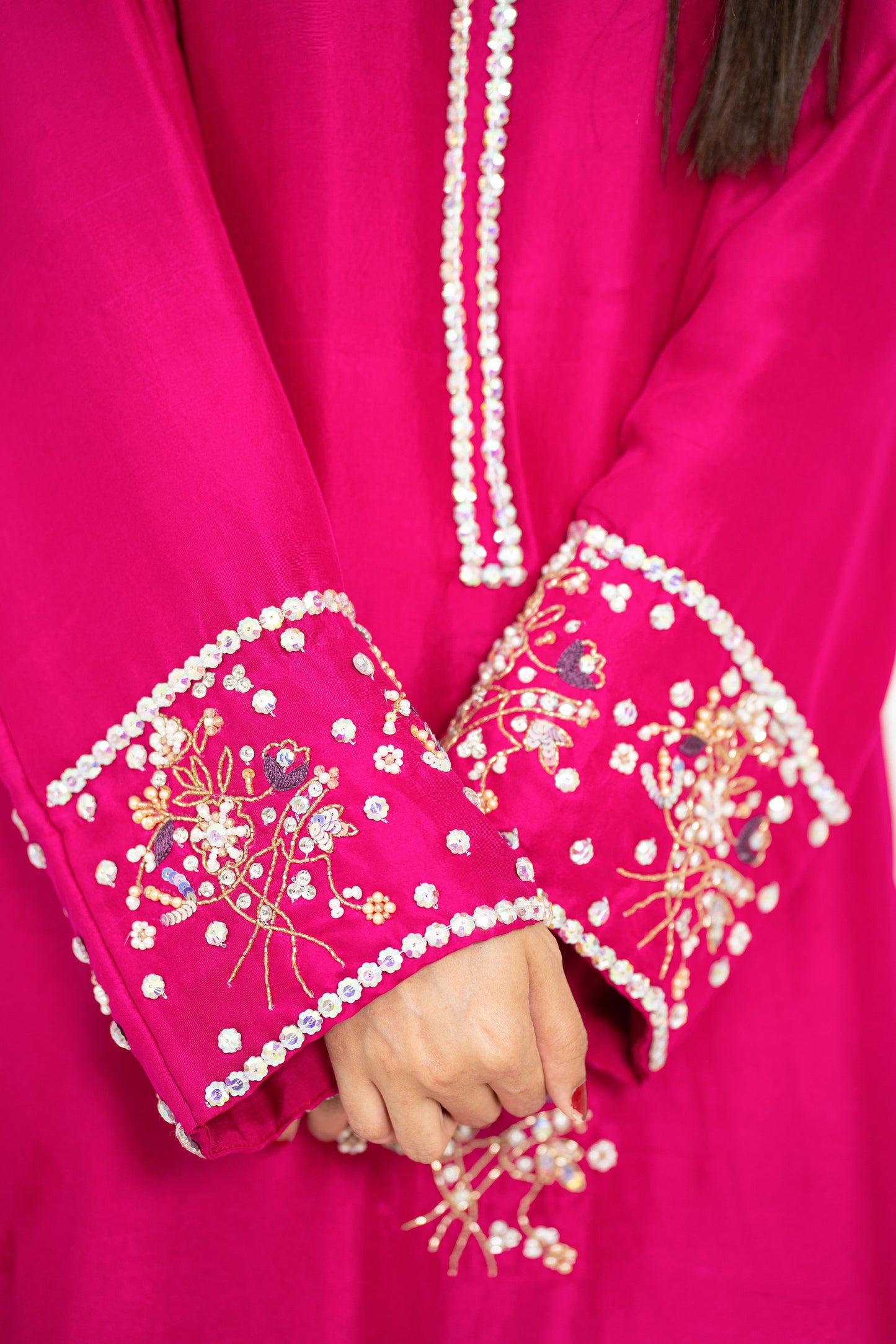 Fuchsia Pink Embroidered
